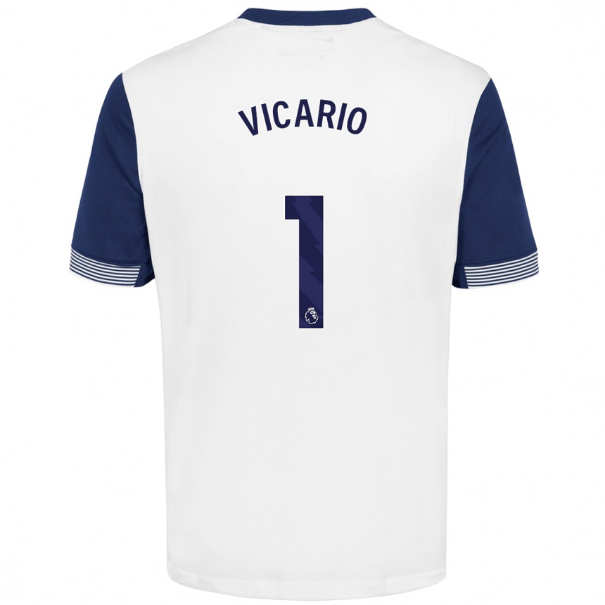 Kids Football Guglielmo Vicario #1 White Blue Home Jersey 2024/25 T-Shirt Australia