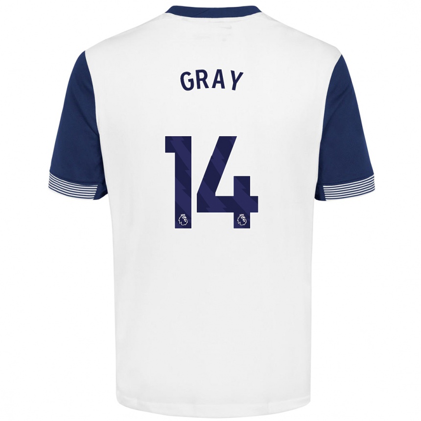 Kids Football Archie Gray #14 White Blue Home Jersey 2024/25 T-Shirt Australia