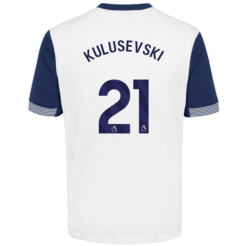 Kids Football Dejan Kulusevski #21 White Blue Home Jersey 2024/25 T-Shirt Australia