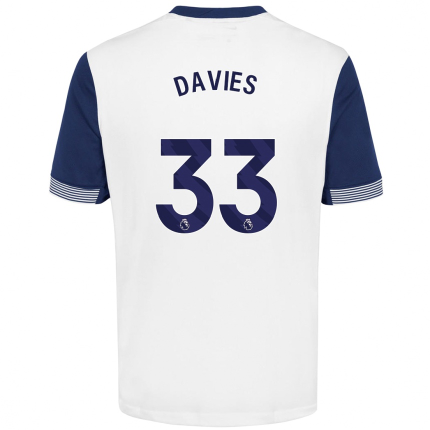 Kids Football Ben Davies #33 White Blue Home Jersey 2024/25 T-Shirt Australia