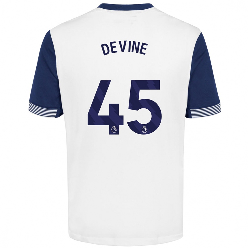 Kids Football Alfie Devine #45 White Blue Home Jersey 2024/25 T-Shirt Australia