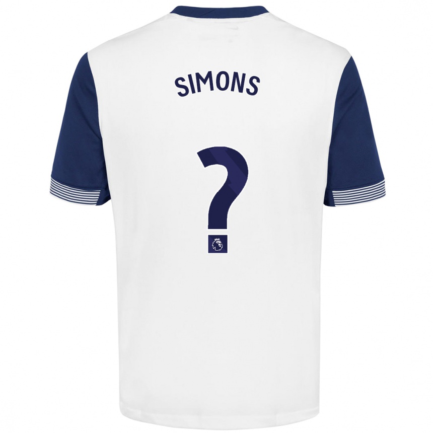 Kids Football Zach Simons #0 White Blue Home Jersey 2024/25 T-Shirt Australia