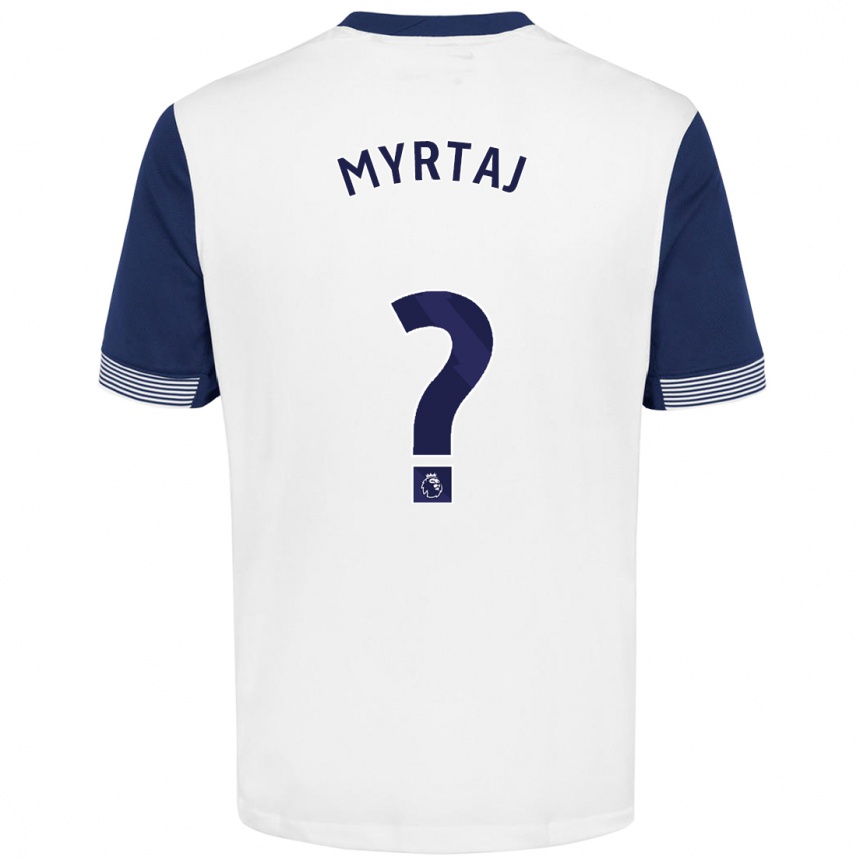 Kids Football Leon Myrtaj #0 White Blue Home Jersey 2024/25 T-Shirt Australia