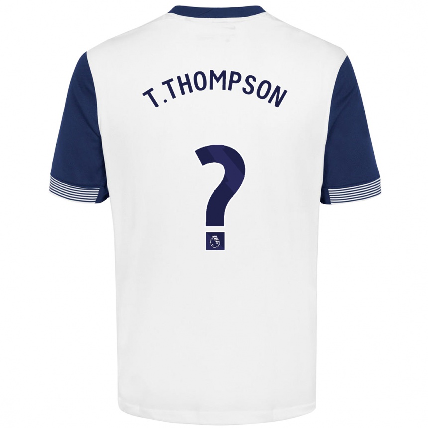 Kids Football Tynan Thompson #0 White Blue Home Jersey 2024/25 T-Shirt Australia