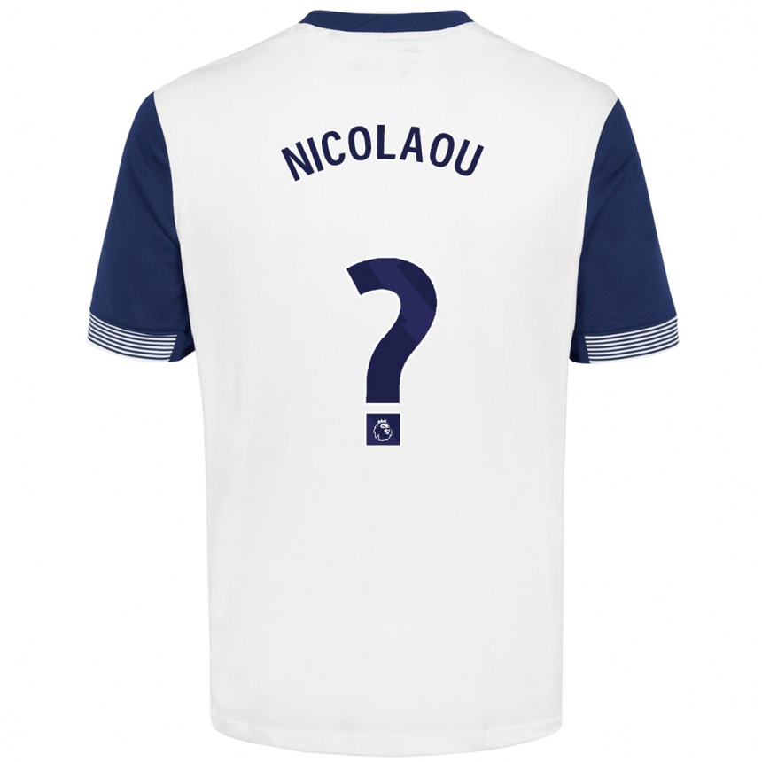 Kids Football Shakil Nicolaou #0 White Blue Home Jersey 2024/25 T-Shirt Australia