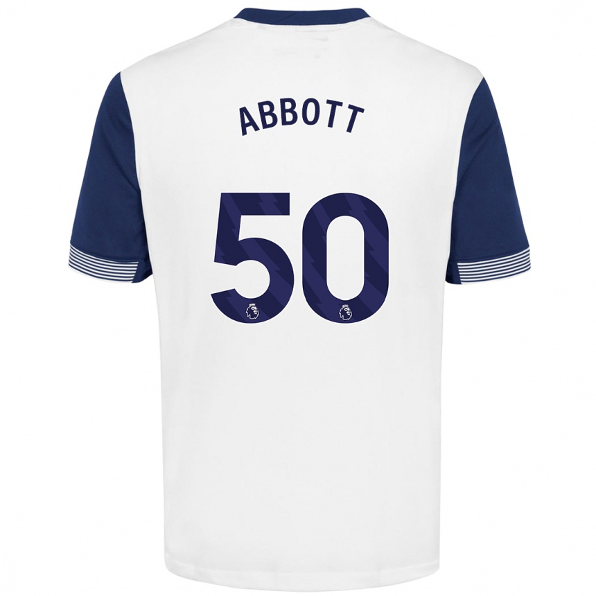 Kids Football George Abbott #50 White Blue Home Jersey 2024/25 T-Shirt Australia