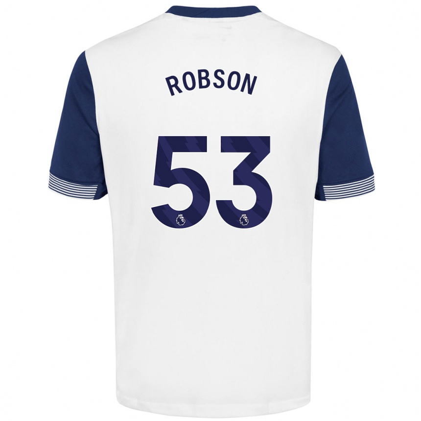 Kids Football Max Robson #53 White Blue Home Jersey 2024/25 T-Shirt Australia