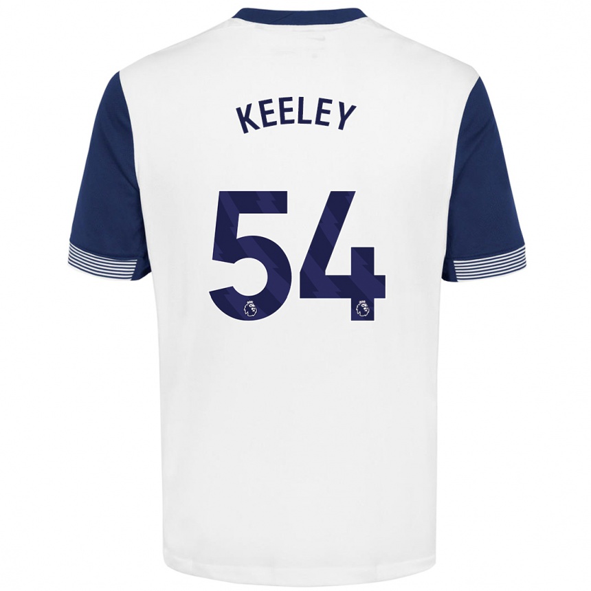 Kids Football Josh Keeley #54 White Blue Home Jersey 2024/25 T-Shirt Australia