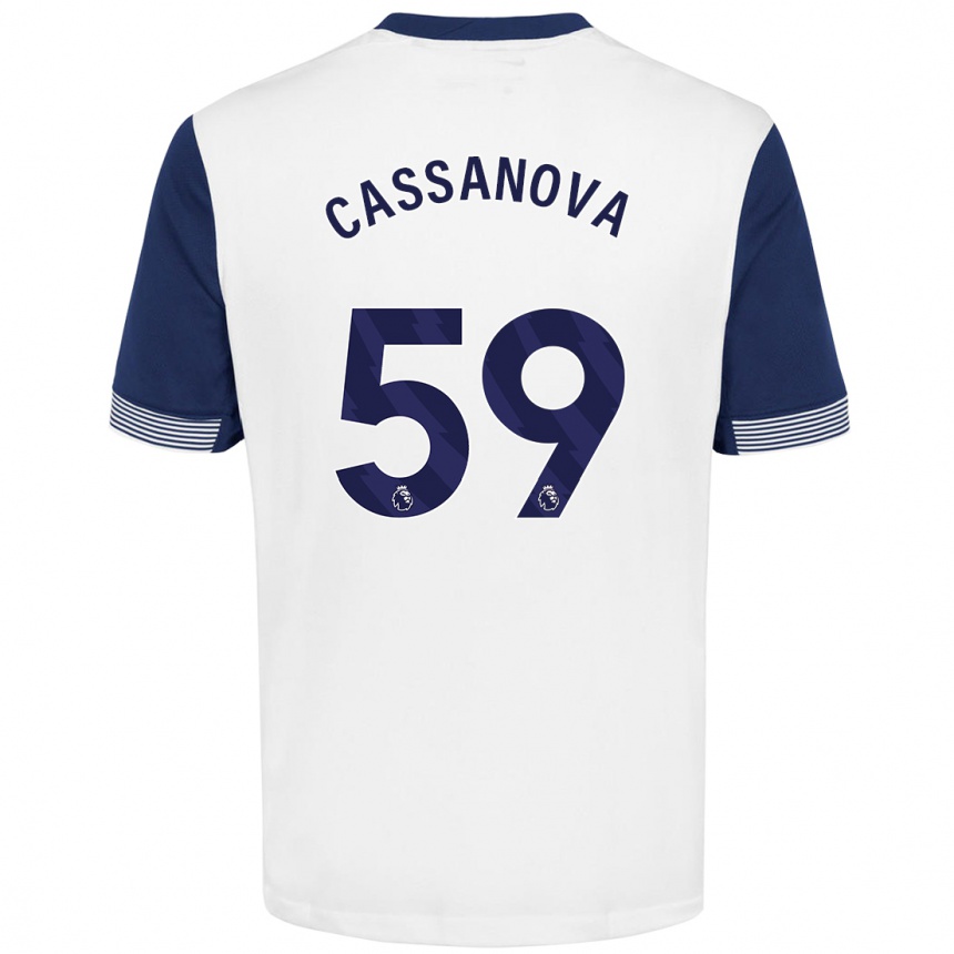 Kids Football Dante Cassanova #59 White Blue Home Jersey 2024/25 T-Shirt Australia