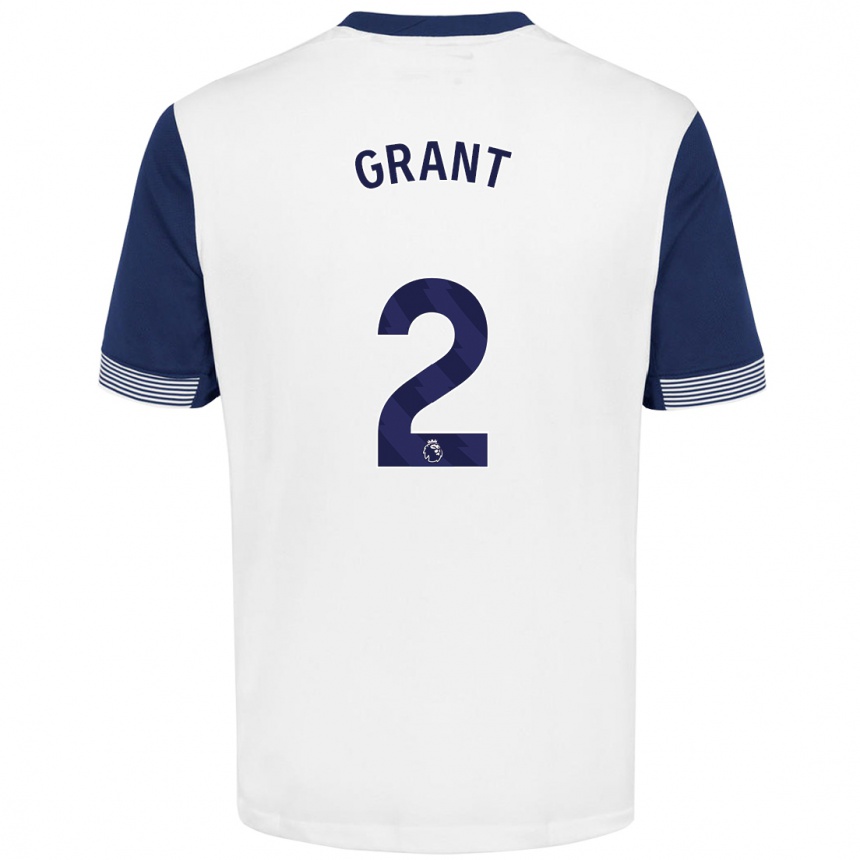 Kids Football Charlotte Grant #2 White Blue Home Jersey 2024/25 T-Shirt Australia