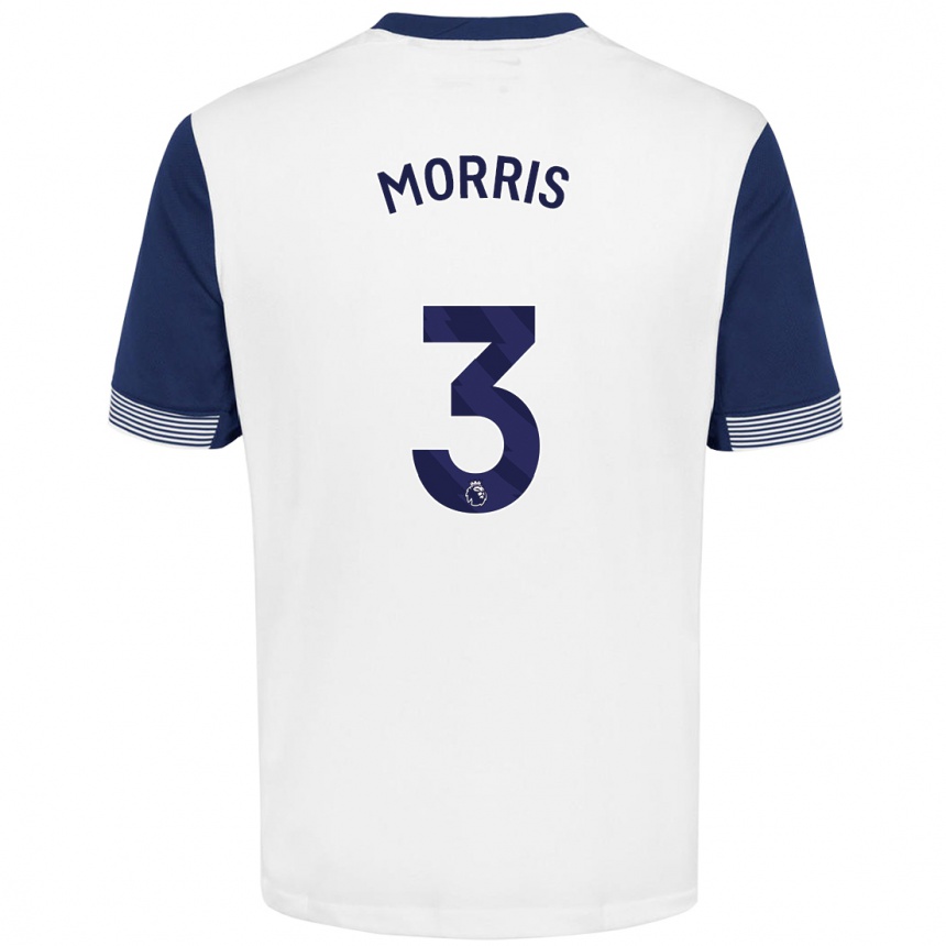 Kids Football Ella Morris #3 White Blue Home Jersey 2024/25 T-Shirt Australia