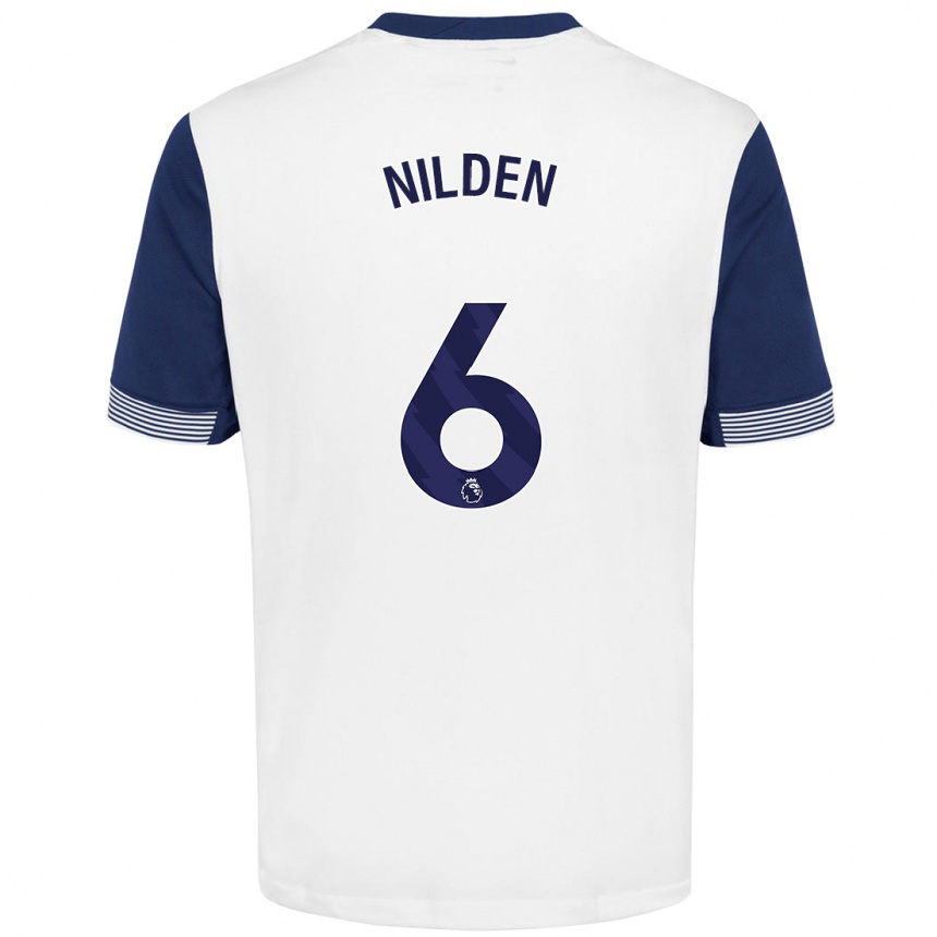 Kids Football Amanda Nildén #6 White Blue Home Jersey 2024/25 T-Shirt Australia