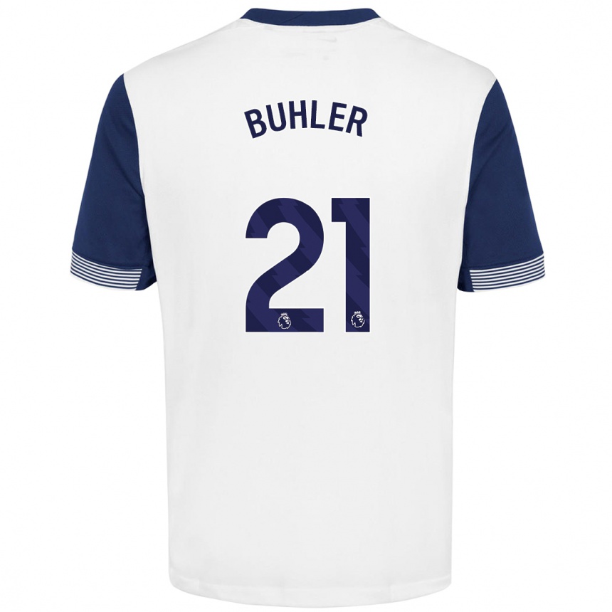 Kids Football Luana Bühler #21 White Blue Home Jersey 2024/25 T-Shirt Australia