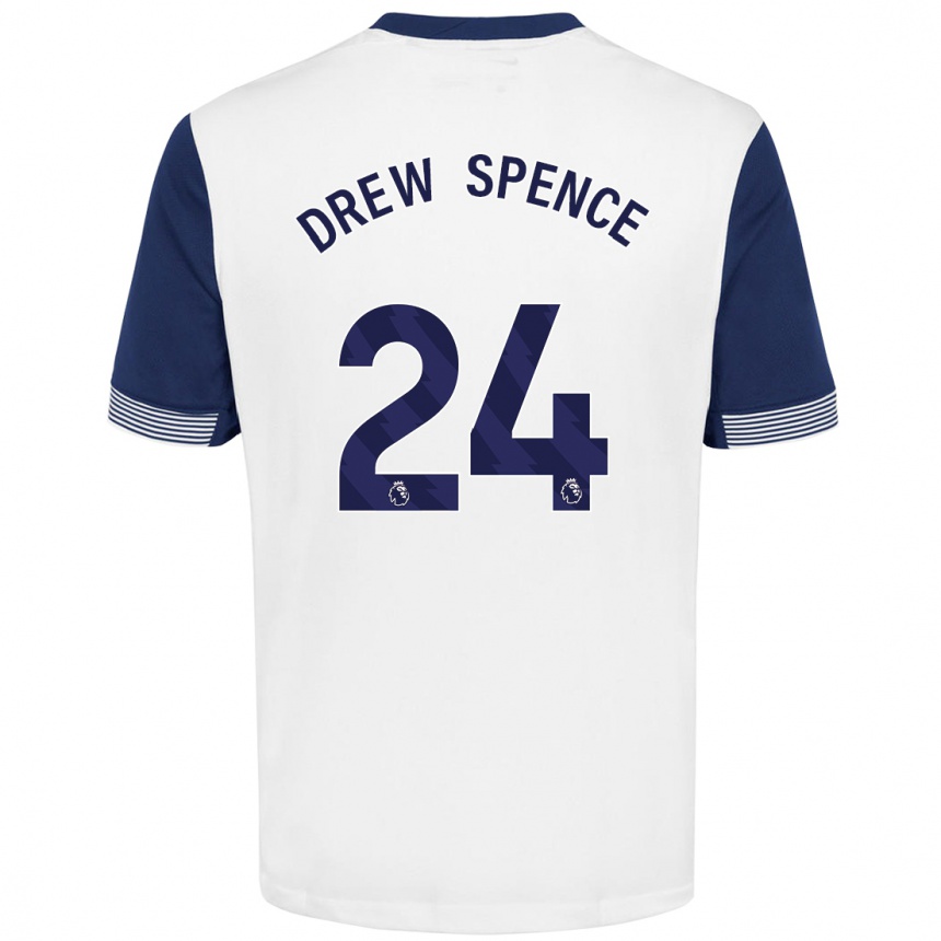 Kids Football Drew Spence #24 White Blue Home Jersey 2024/25 T-Shirt Australia