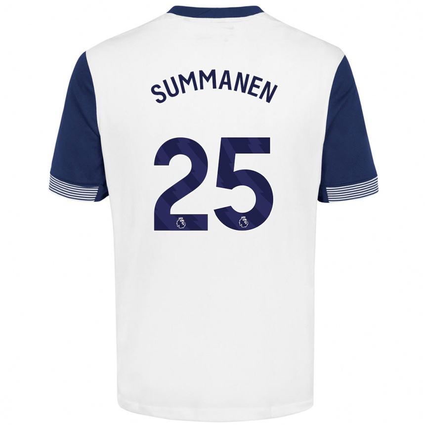 Kids Football Eveliina Summanen #25 White Blue Home Jersey 2024/25 T-Shirt Australia