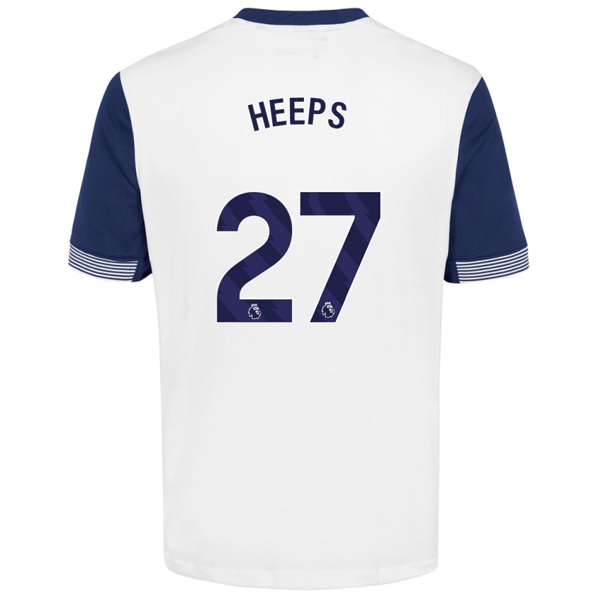 Kids Football Eleanor Heeps #27 White Blue Home Jersey 2024/25 T-Shirt Australia