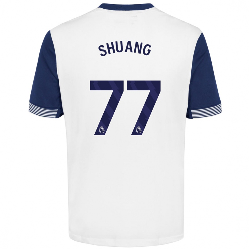 Kids Football Wang Shuang #77 White Blue Home Jersey 2024/25 T-Shirt Australia