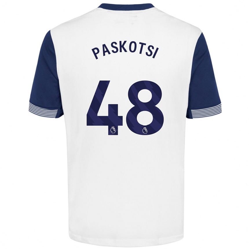 Kids Football Maksim Paskotsi #48 White Blue Home Jersey 2024/25 T-Shirt Australia