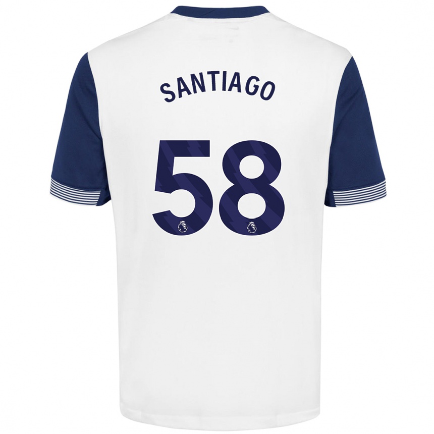 Kids Football Yago Santiago #58 White Blue Home Jersey 2024/25 T-Shirt Australia