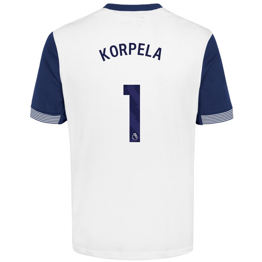 Kids Football Tinja-Riikka Korpela #1 White Blue Home Jersey 2024/25 T-Shirt Australia