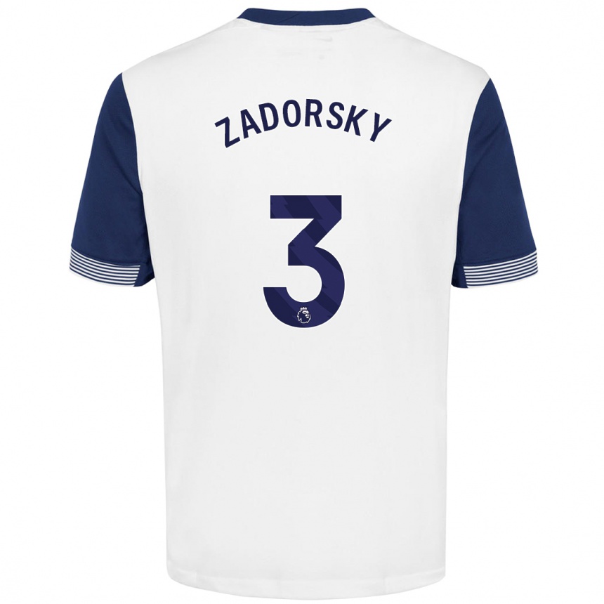 Kids Football Shelina Zadorsky #3 White Blue Home Jersey 2024/25 T-Shirt Australia