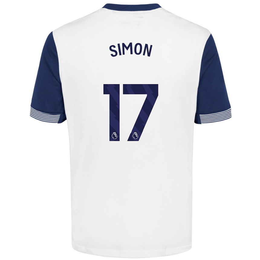 Kids Football Kyah Simon #17 White Blue Home Jersey 2024/25 T-Shirt Australia