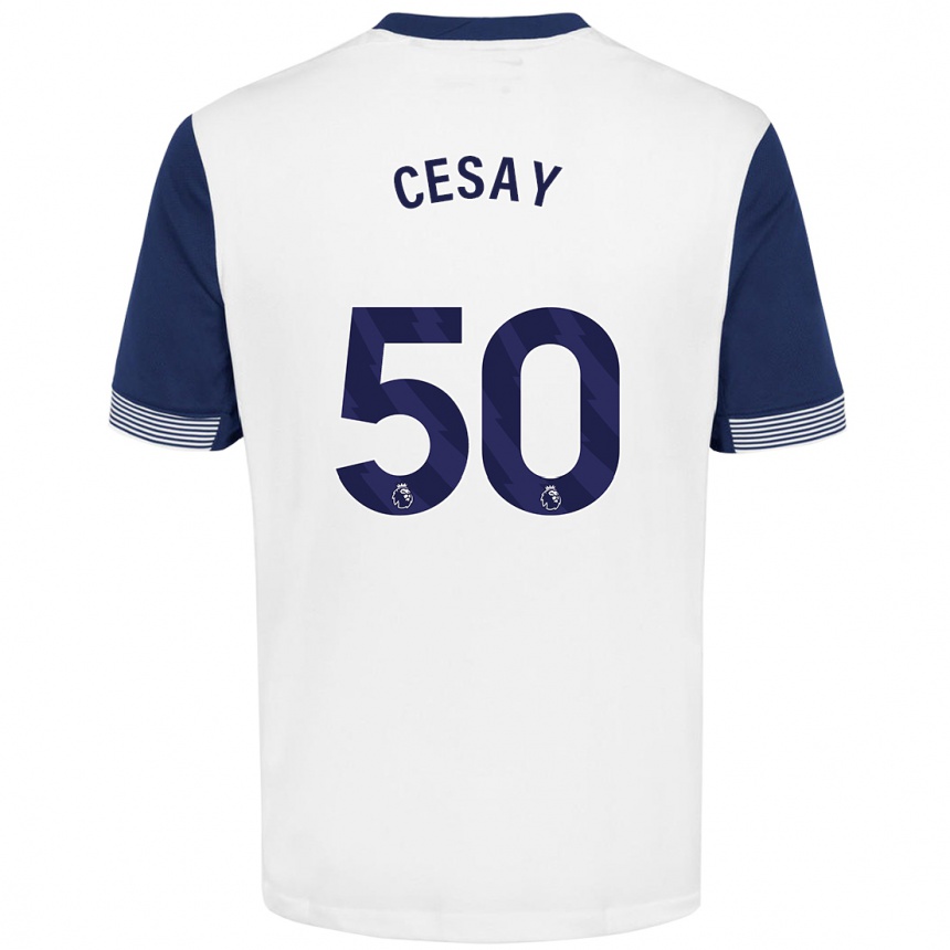 Kids Football Kallum Cesay #50 White Blue Home Jersey 2024/25 T-Shirt Australia