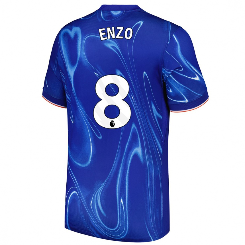 Kids Football Enzo Fernández #8 Blue White Home Jersey 2024/25 T-Shirt Australia