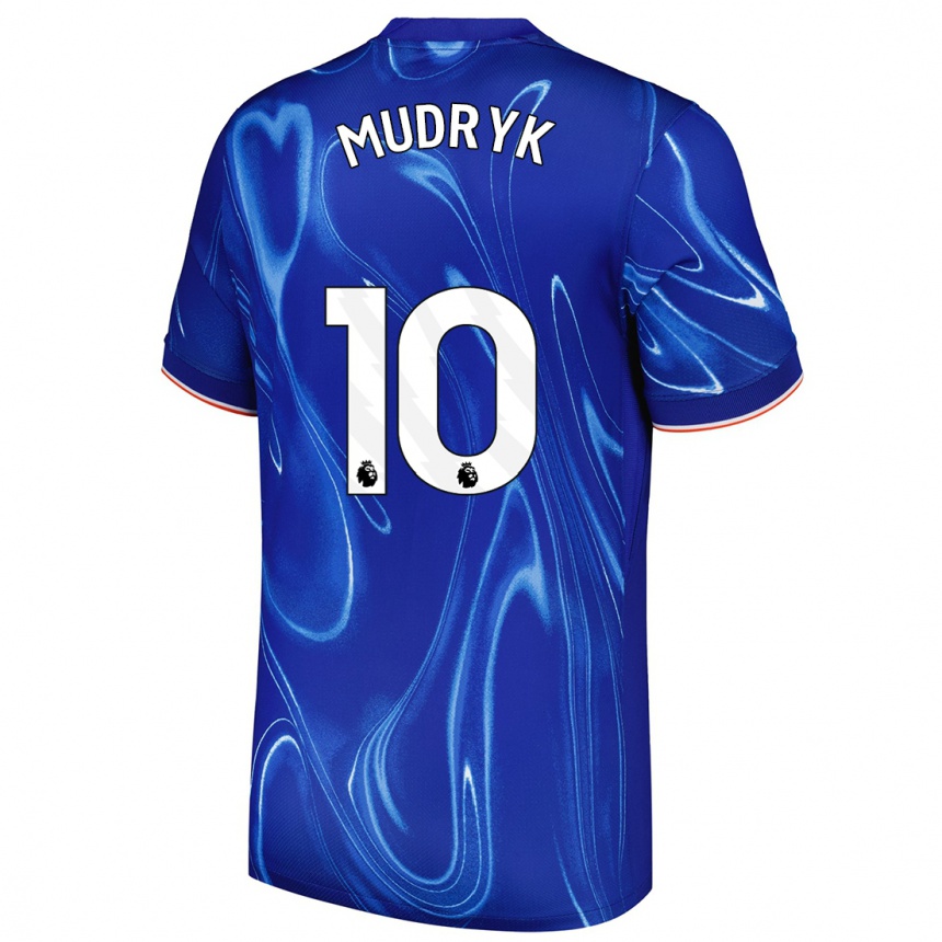 Kids Football Mykhaylo Mudryk #10 Blue White Home Jersey 2024/25 T-Shirt Australia