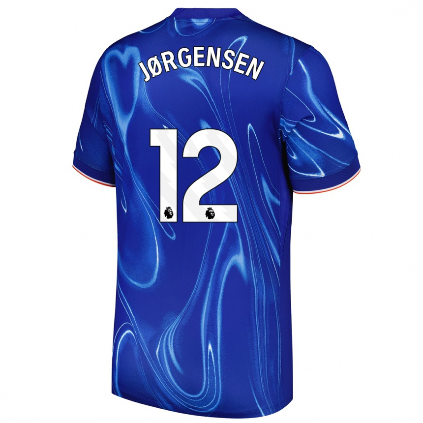 Kids Football Filip Jørgensen #12 Blue White Home Jersey 2024/25 T-Shirt Australia