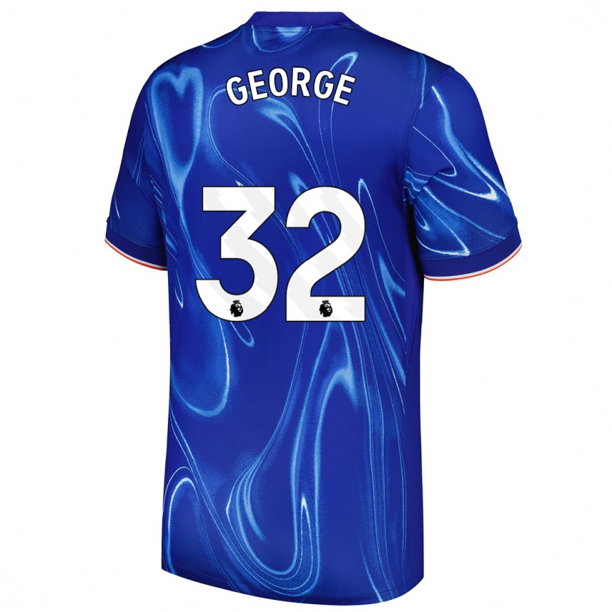 Kids Football Tyrique George #32 Blue White Home Jersey 2024/25 T-Shirt Australia