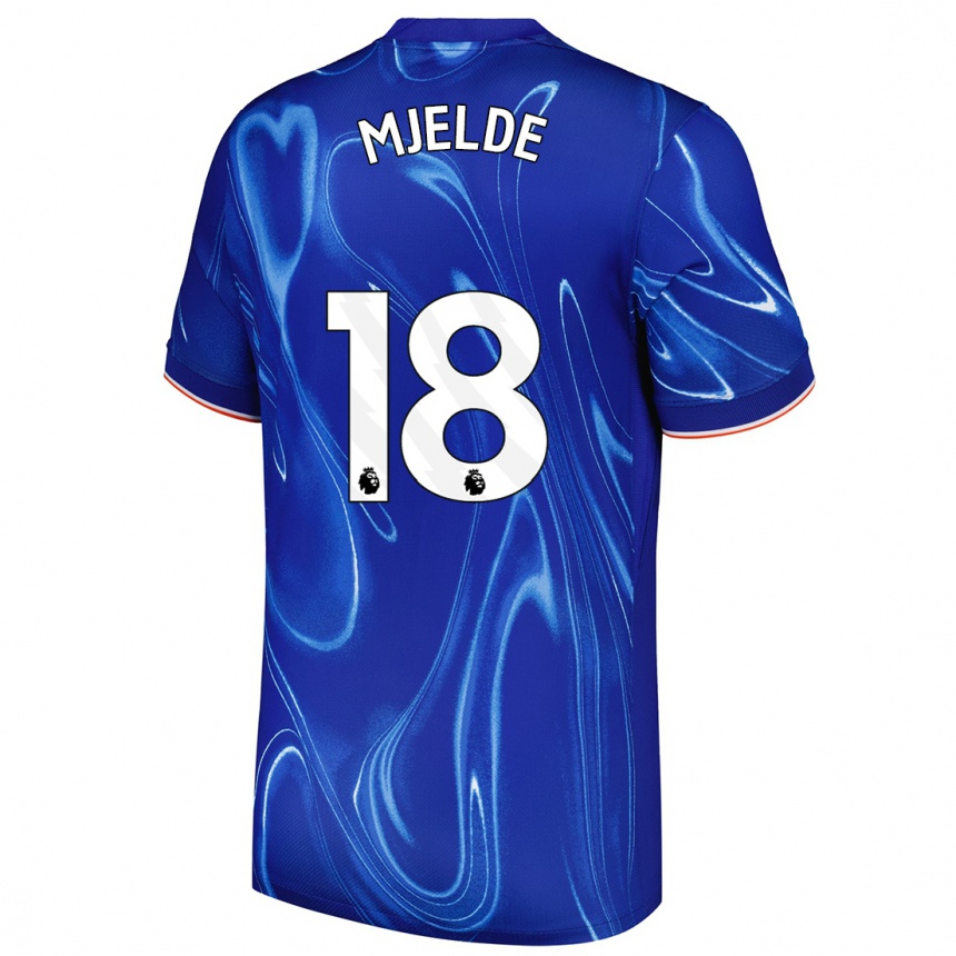 Kids Football Maren Mjelde #18 Blue White Home Jersey 2024/25 T-Shirt Australia