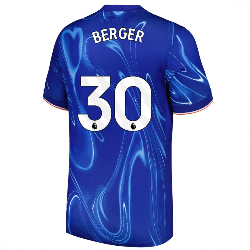 Kids Football Ann-Katrin Berger #30 Blue White Home Jersey 2024/25 T-Shirt Australia