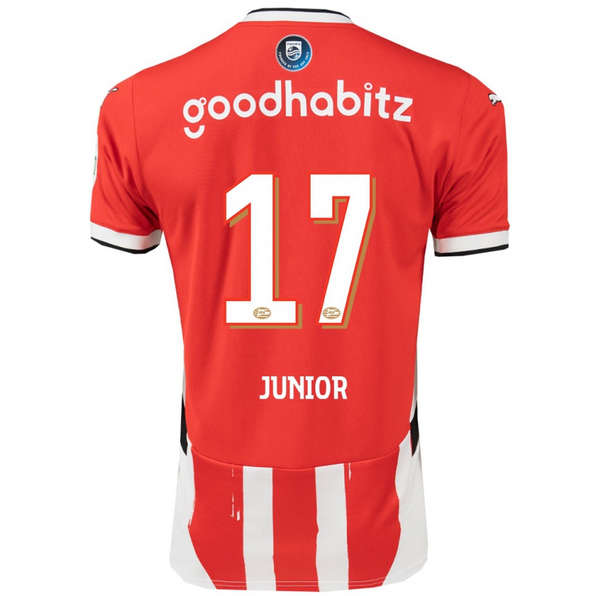 Kids Football Mauro Júnior #17 Red White Home Jersey 2024/25 T-Shirt Australia