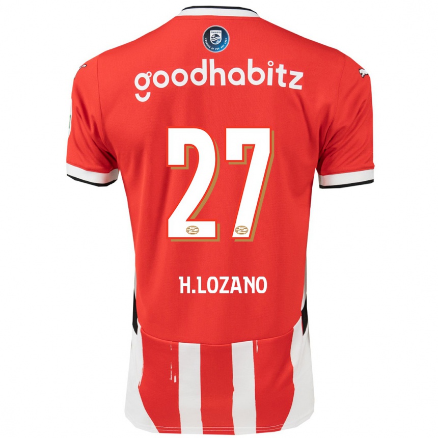 Kids Football Hirving Lozano #27 Red White Home Jersey 2024/25 T-Shirt Australia