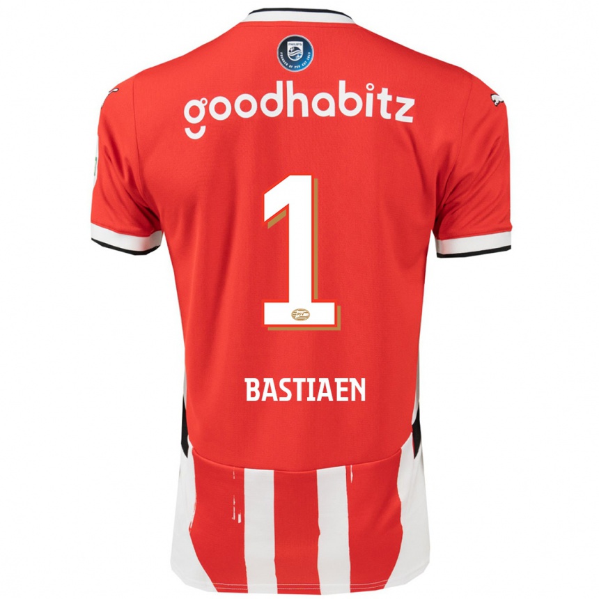 Kids Football Femke Bastiaen #1 Red White Home Jersey 2024/25 T-Shirt Australia