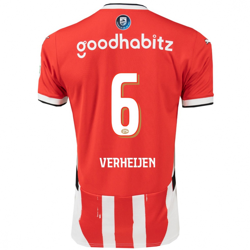 Kids Football Janneke Verheijen #6 Red White Home Jersey 2024/25 T-Shirt Australia