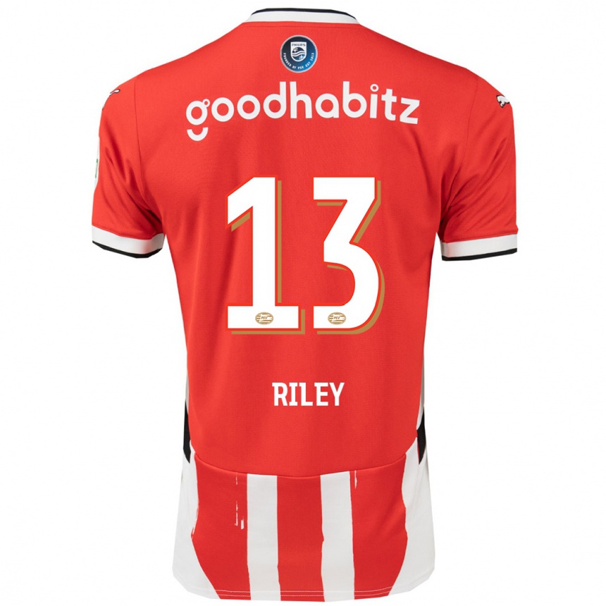 Kids Football Indiah-Paige Riley #13 Red White Home Jersey 2024/25 T-Shirt Australia