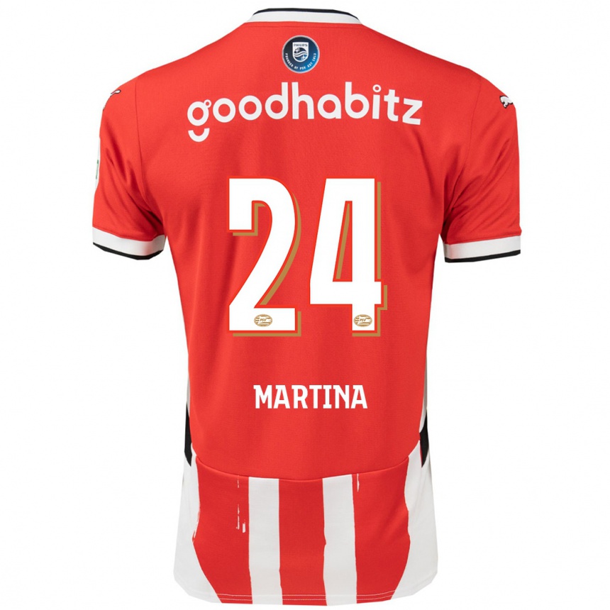 Kids Football Shijona Martina #24 Red White Home Jersey 2024/25 T-Shirt Australia