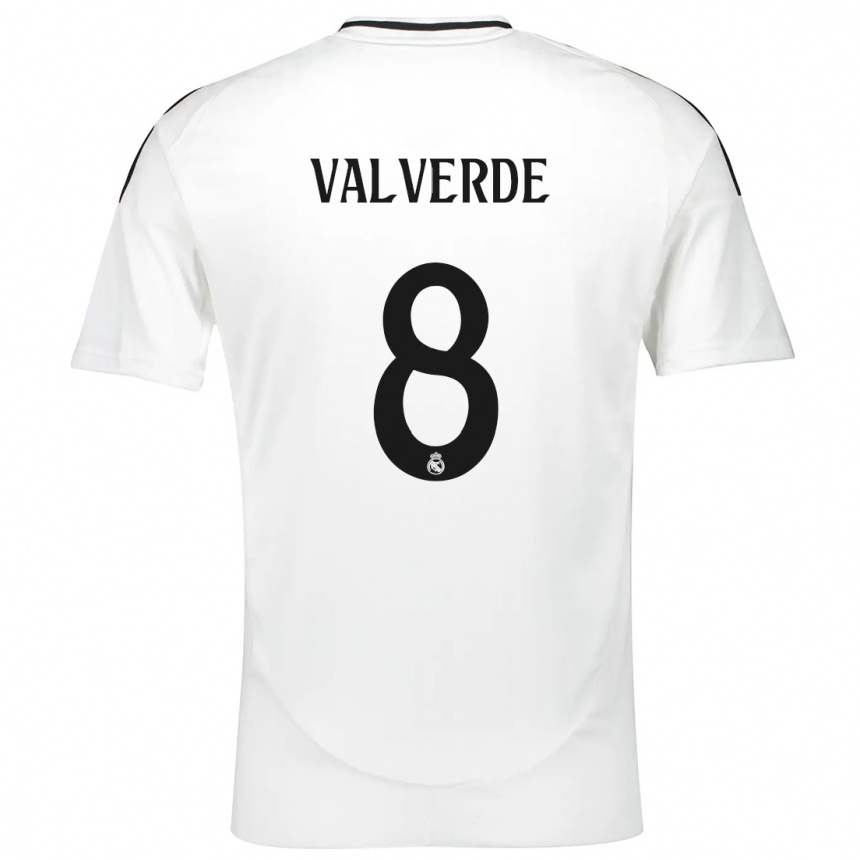 Kids Football Federico Valverde #8 White Home Jersey 2024/25 T-Shirt Australia