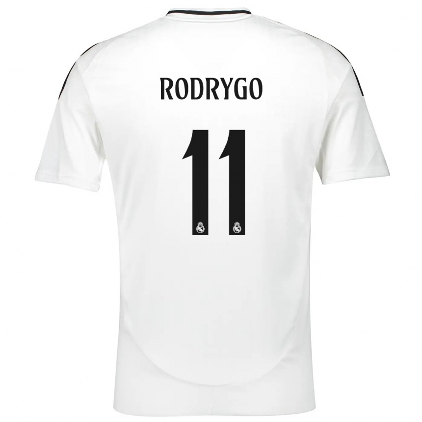 Kids Football Rodrygo #11 White Home Jersey 2024/25 T-Shirt Australia