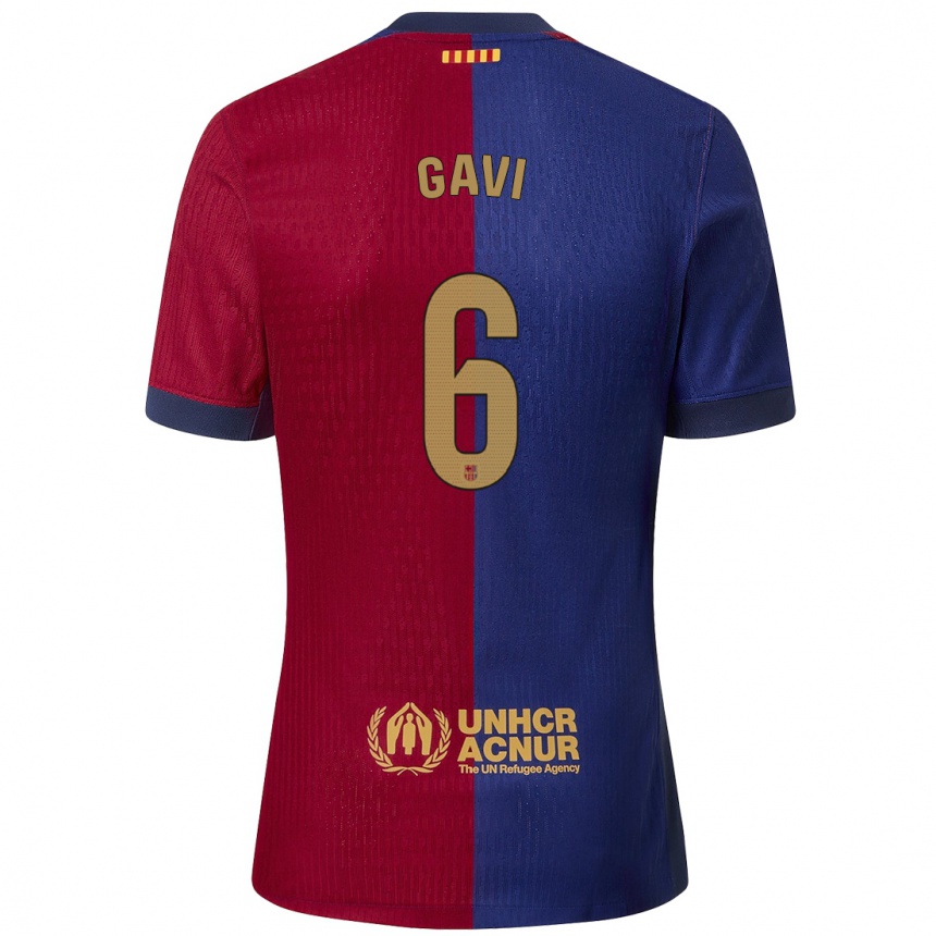 Kids Football Gavi #6 Blue Red Home Jersey 2024/25 T-Shirt Australia