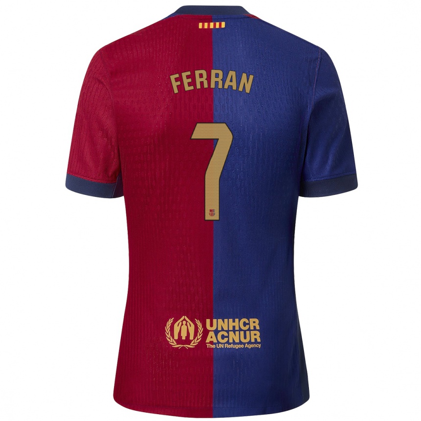 Kids Football Ferran Torres #7 Blue Red Home Jersey 2024/25 T-Shirt Australia