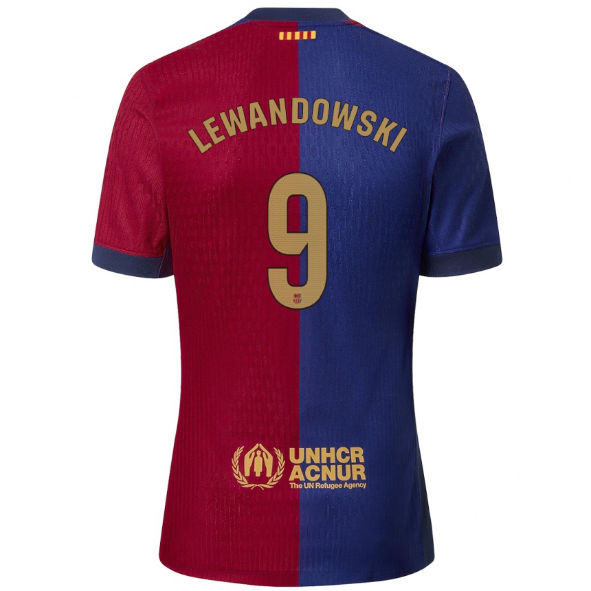 Kids Football Robert Lewandowski #9 Blue Red Home Jersey 2024/25 T-Shirt Australia