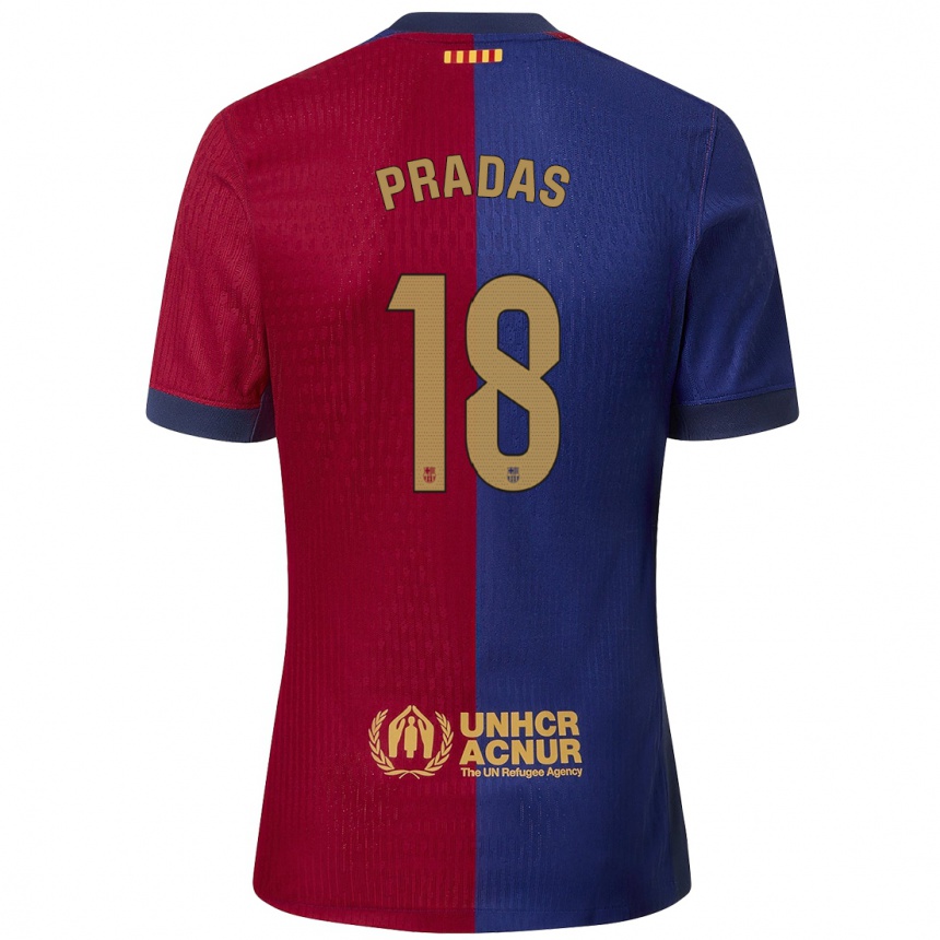 Kids Football Arnau Pradas #18 Blue Red Home Jersey 2024/25 T-Shirt Australia