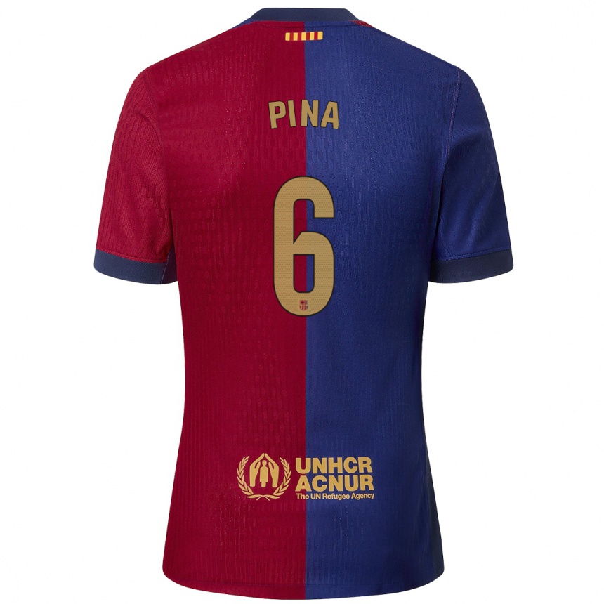 Kids Football Claudia Pina #6 Blue Red Home Jersey 2024/25 T-Shirt Australia