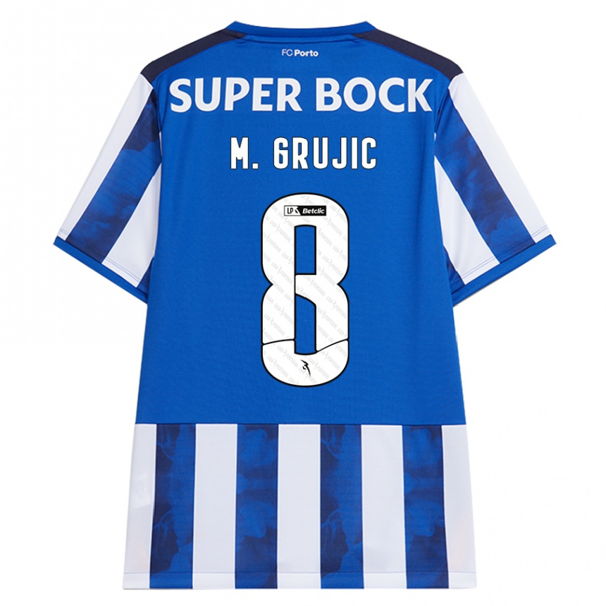 Kids Football Marko Grujic #8 Blue White Home Jersey 2024/25 T-Shirt Australia