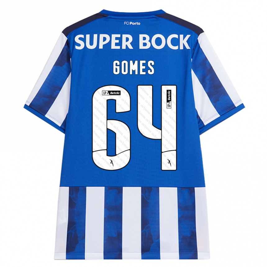 Kids Football Luís Gomes #64 Blue White Home Jersey 2024/25 T-Shirt Australia