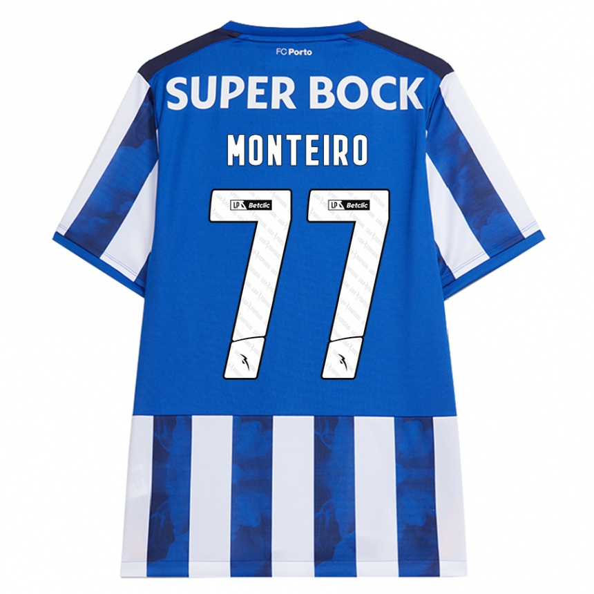 Kids Football Rui Monteiro #77 Blue White Home Jersey 2024/25 T-Shirt Australia