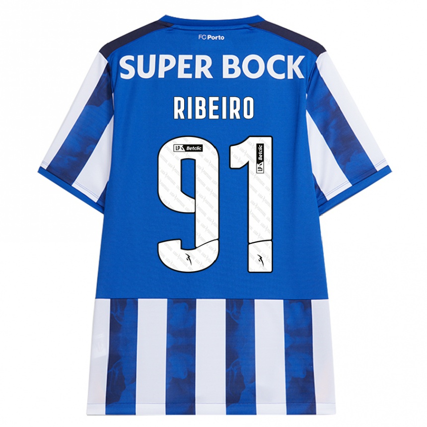 Kids Football Gonçalo Ribeiro #91 Blue White Home Jersey 2024/25 T-Shirt Australia